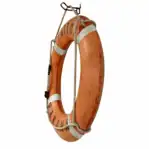 Side angle of ship life ring with reflective tape visible