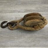Vintage Double Wood Block Pulley With Roping