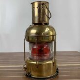 Vintage Nippon Sento Brass And Copper Red Fresnel Lens Oil Lantern-backside