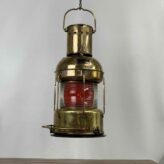 Vintage Nippon Sento Brass And Copper Red Fresnel Lens Oil Lantern-hanging