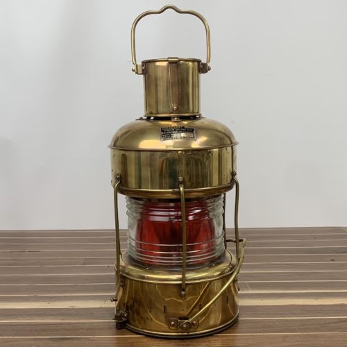 Brass And Copper Red Fresnel Lens Oil Lantern With Glass Globe