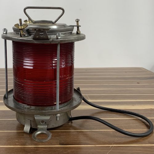 Vintage VEB Fortschritt Landmaschinen Galvanized 360 Degree Red Fresnel Lens Running Light