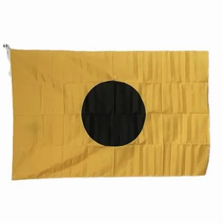 Letter I nautical signal flag displayed horizontally, unused condition