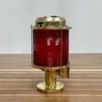 Red Fresnel 12 Inch Tranberg Brass Post Mounted Light