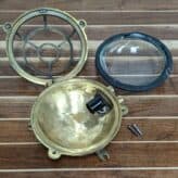 Vintage Brass Concentric Cage Ceiling Light Open View
