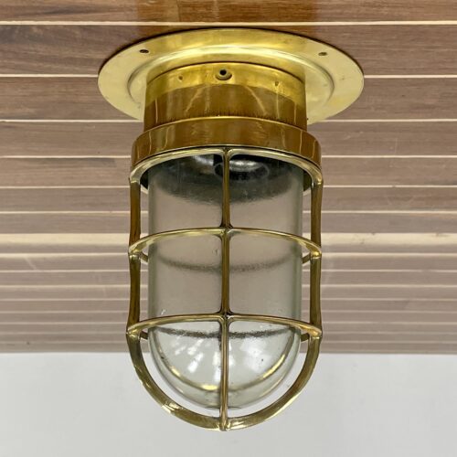 Covered Clear Globe Brass Engine Room Ceiling Light