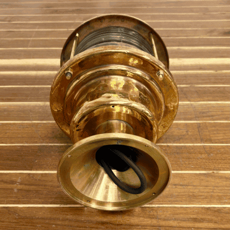 Flat-Sided Brass Pier Light Bottom view showing wiring exiting light