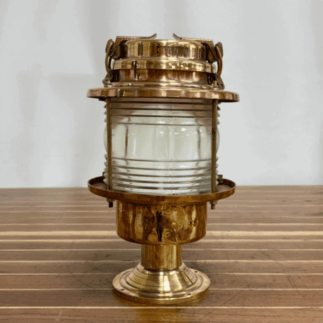 Flat-Sided Brass Pier Light (6) Flat-Sided Brass Pier Light with Clear Fresnel Lens rounded side detail