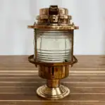 Flat-Sided Brass Pier Light with Clear Fresnel Lens side view