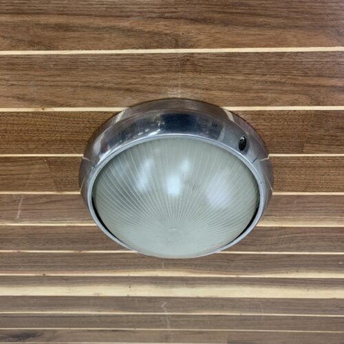 Vintage Cracked Frosted Ribbed Aluminum Ceiling Light