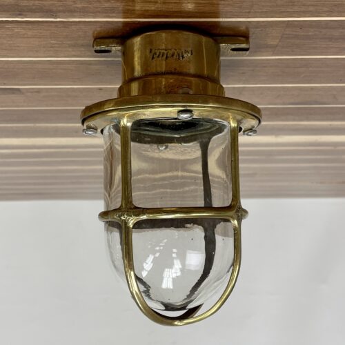 Miletich Clear Globe Caged Brass Ceiling Light