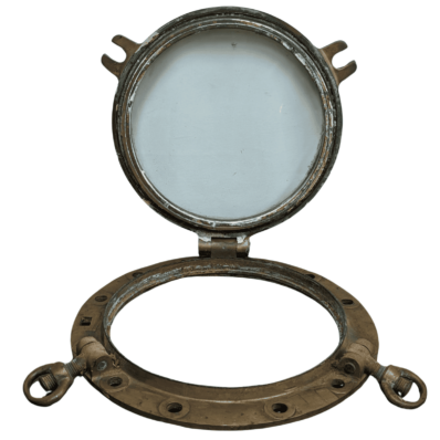 Authentic Ship Salvaged 19 Inch Brass Porthole Window Open View