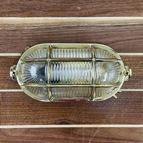Decorative Ribbed Oval Cast Brass Ceiling Or Wall Light