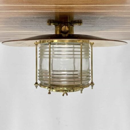 Fresnel Lens Nautical Ceiling Light With Brass Rain Cap (6) Fresnel Lens Nautical Ceiling Light With Brass Rain Cap