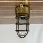 Vintage Brass Ceiling Light With Bent DAEYANG Cage