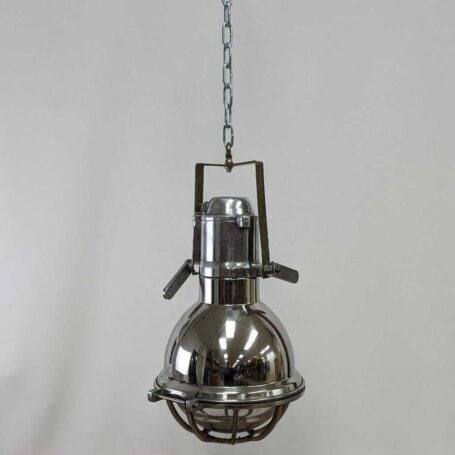 Item #P9-08: Stainless Steel Spotlight Converted to Pendant Light with chain (Stock: 3) Item #P9-08: Stainless Steel Spotlight Converted to Pendant Light with chain (Stock: 3)