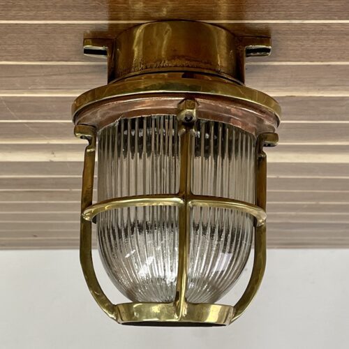Vintage Ribbed Mixed Brass Ceiling Light