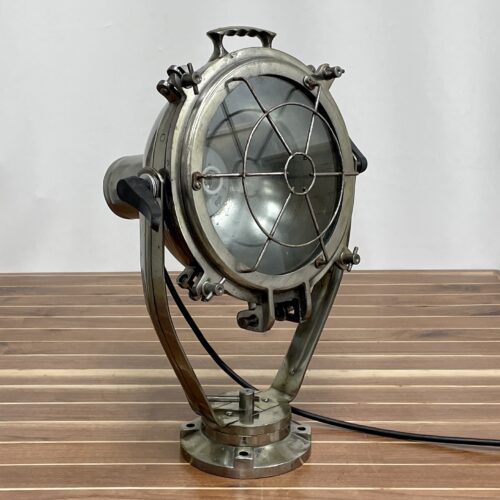 Salvaged Nautical Aluminum Floodlight with Stand