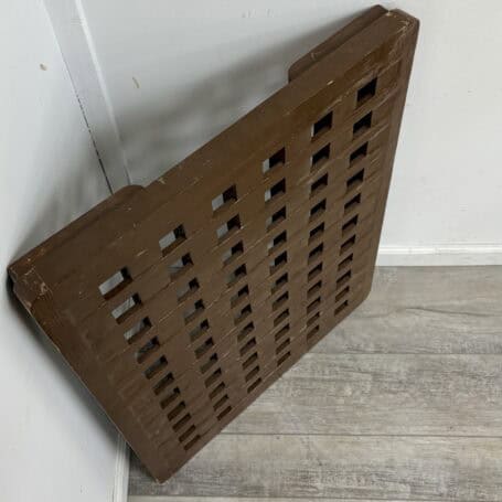 Vintage Wood Grate B Side view of a nautical wooden grate with risers, highlighting its rectangular shape.