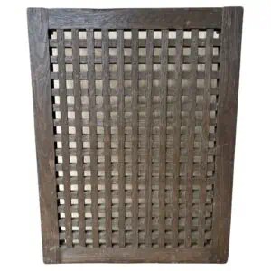 Front view of a large vintage wood grate with risers, measuring 41x32 inches.