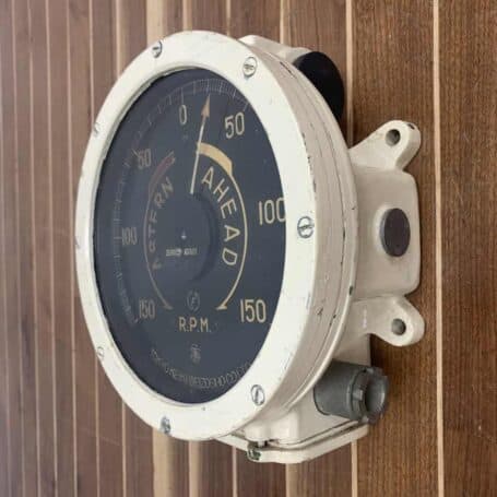 Vintage 1961 Marine Electric Tachometer Receiver 06 another side view on wall