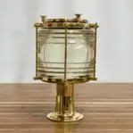 Large Clear Fresnel Lens Post Light side profile with ribbed glass globe