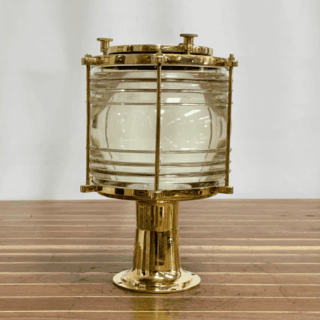Large Clear Fresnel Lens Post Light (4) Large Clear Fresnel Lens Post Light side profile with ribbed glass globe
