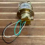 Small Nautical Brass Caged Ceiling Light (3)