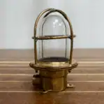 Small Nautical Brass Caged Ceiling Light (4)