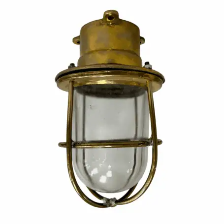 Small Nautical Brass Caged Ceiling Light