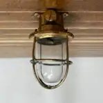 Small Nautical Brass Caged Ceiling Light (5)