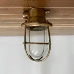 Small Nautical Brass Caged Ceiling Light (6)