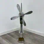 Close-up of the anemometer’s front propeller, displaying its aluminum build and functional design.