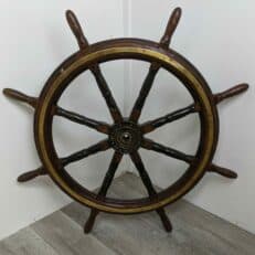 Wooden 42" Ship's Wheel with Brass Trim