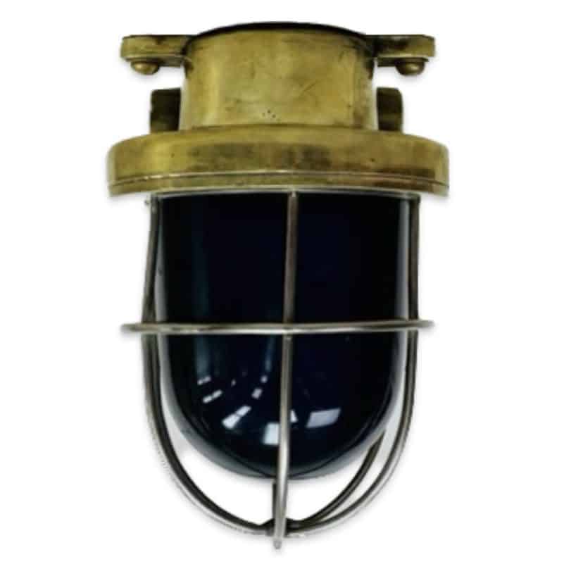 Cast Brass Blue Nautical Ceiling Light