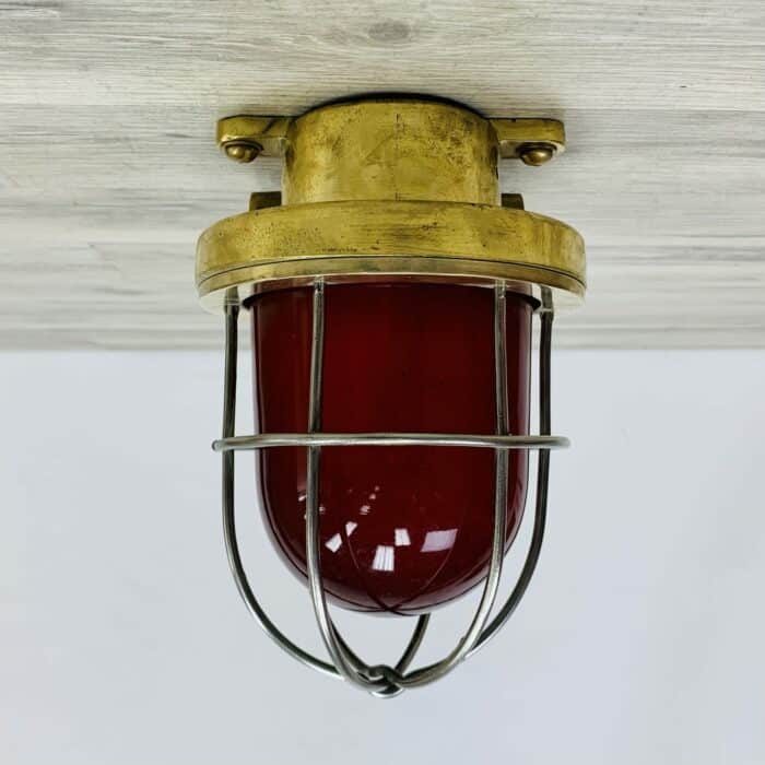 Cast Brass Red Nautical Ceiling Light