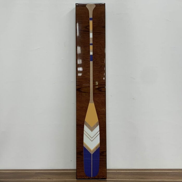 Decorative Yellow, Blue And White Paddle on Wood Board