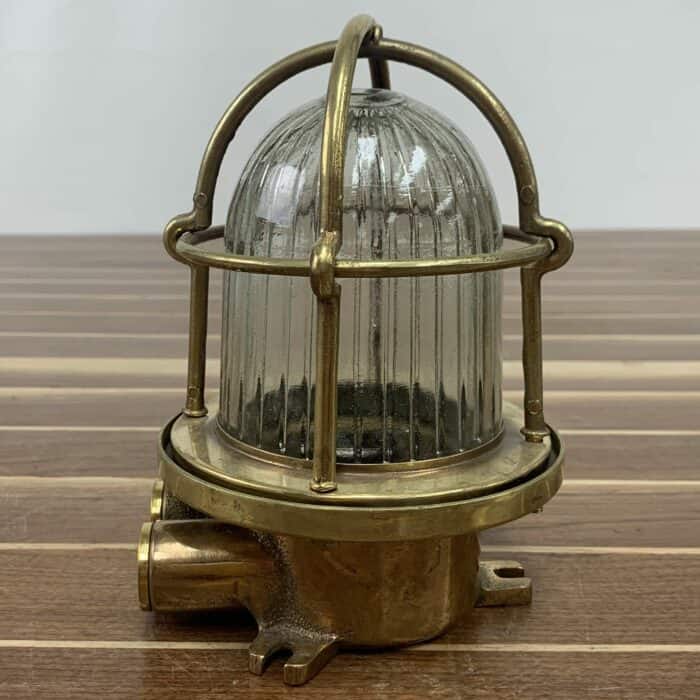Small Nautical Ribbed Globe Brass Ceiling Light