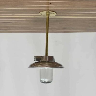 Pendant Light With Brass Down Rod And Aluminum Shade