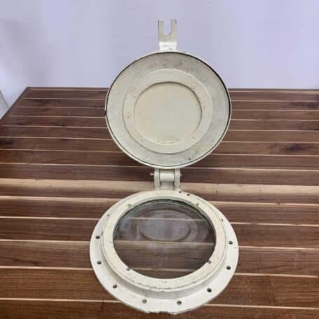 ITEM #P5-40 Aluminum Porthole Painted Cream With Solid Cover Aluminum Porthole Painted Cream With Solid Cover
