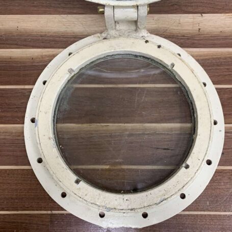ITEM #P5-40 Aluminum Porthole Painted Cream With Solid Cover Aluminum Porthole Painted Cream With Solid Cover