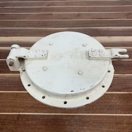 ITEM #P5-40 Aluminum Porthole Painted Cream With Solid Cover Aluminum Porthole Painted Cream With Solid Cover