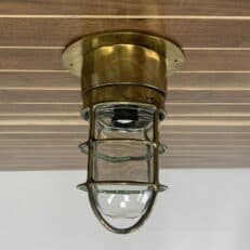 Brass Engine Room Ceiling Light With Clear Globe