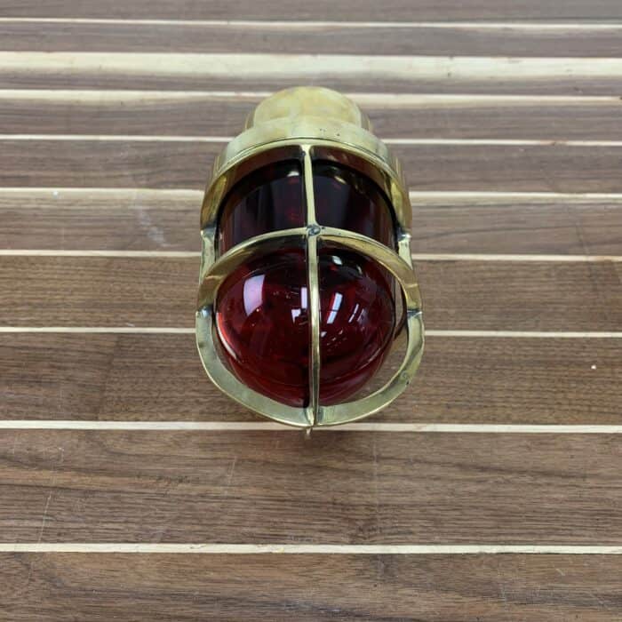 Item #P1-05R Small Brass Nautical Wall Sconce With Red Globe