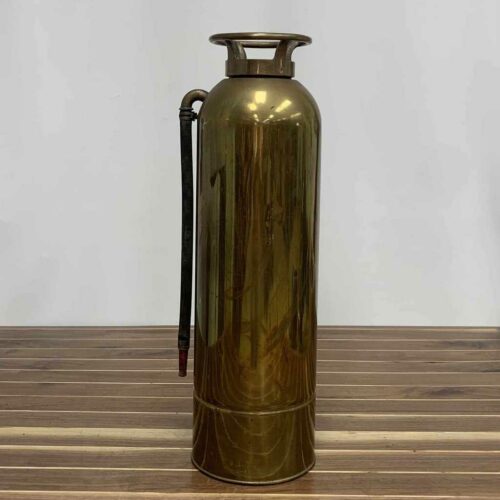 Vintage Brass Fire Extinguisher With Black Nozzle