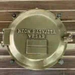 Top view showing brass maker’s details