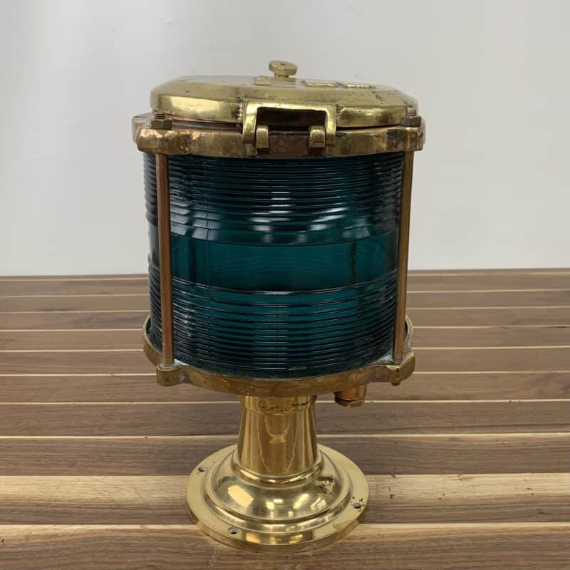 Nautical Neon Vrsar Brass Navigation Light - Green Fresnel Glass