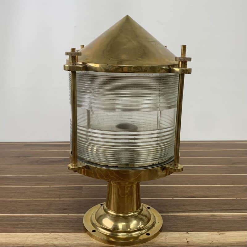 Nautical Brass Piling Dock Light With Fresnel Glass