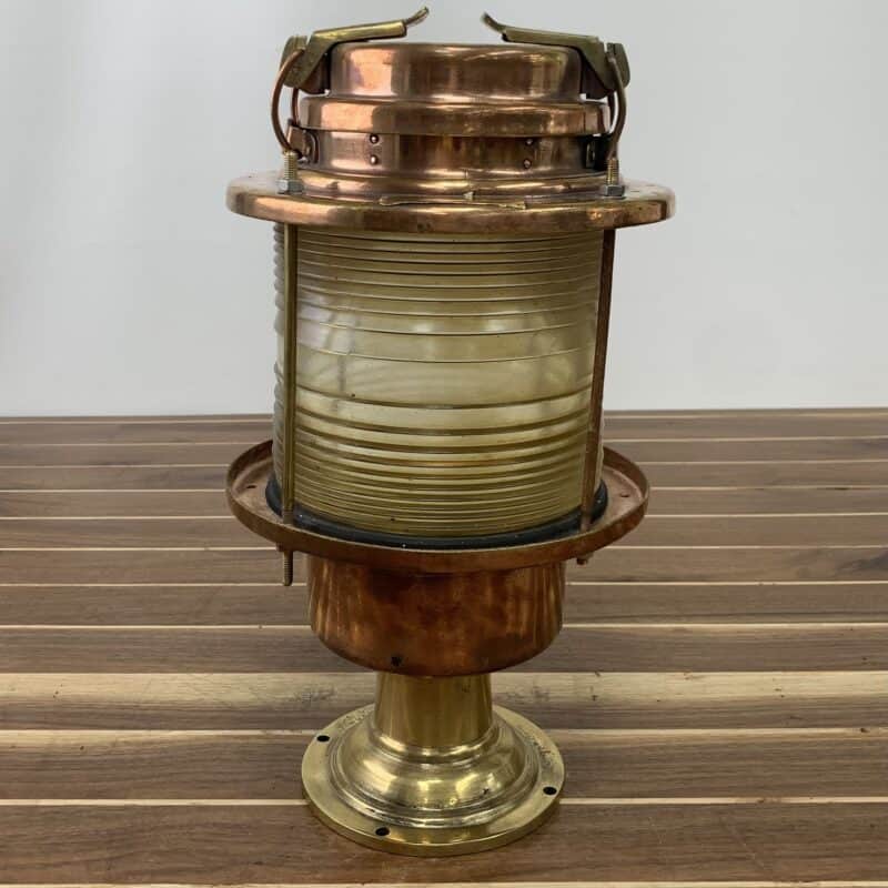 Nautical Copper And Brass Clear Fresnel Lens Post Light