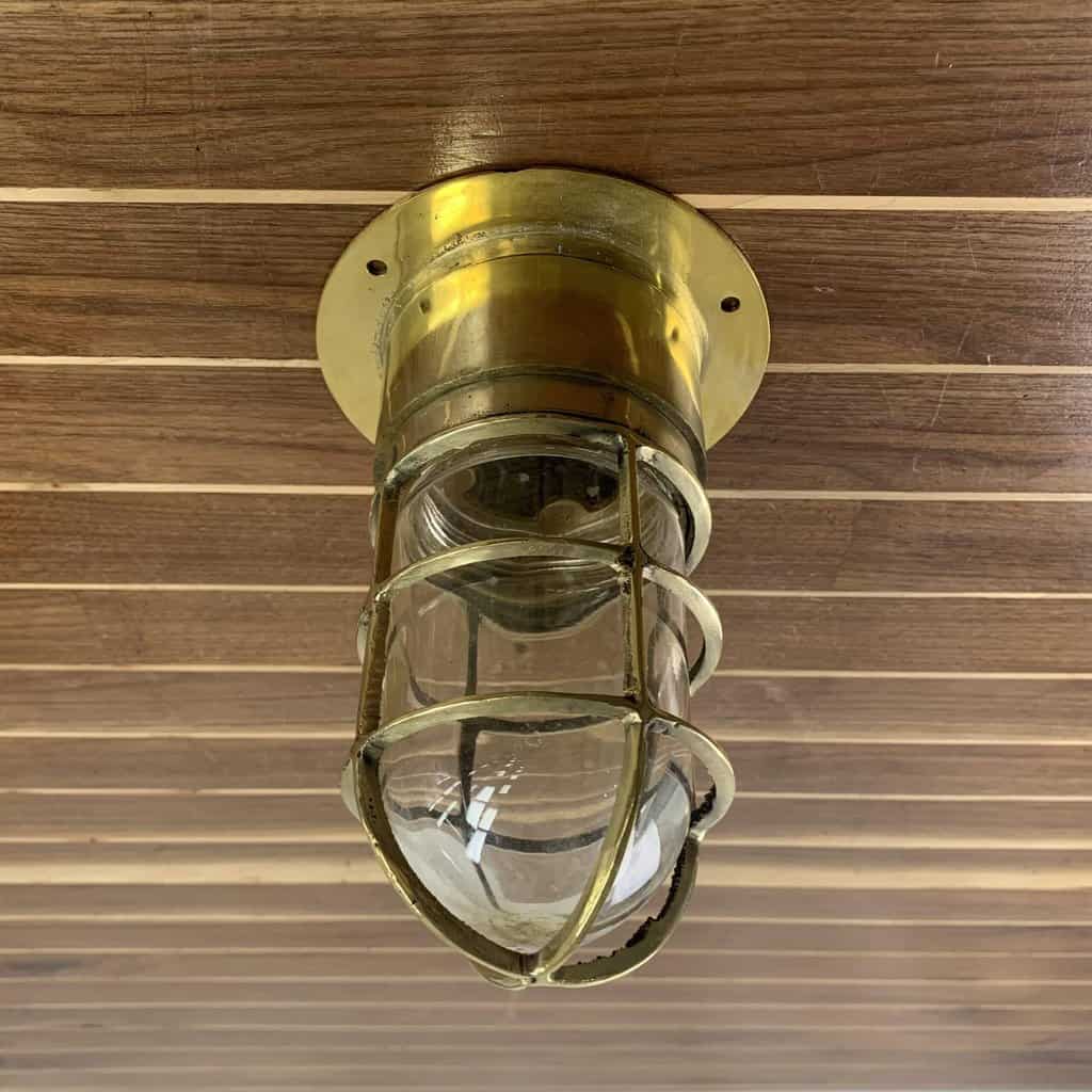 Nautical Ceiling Light With Clear Globe And Rain Cap